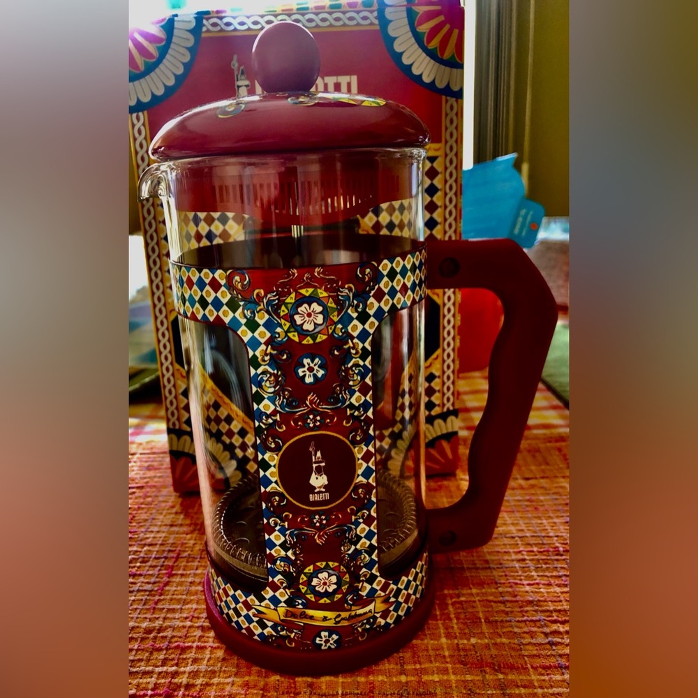 Bialetti:Dolce & Gabbana Red Patterned French Press Coffee Maker new in box - Picture 5 of 10